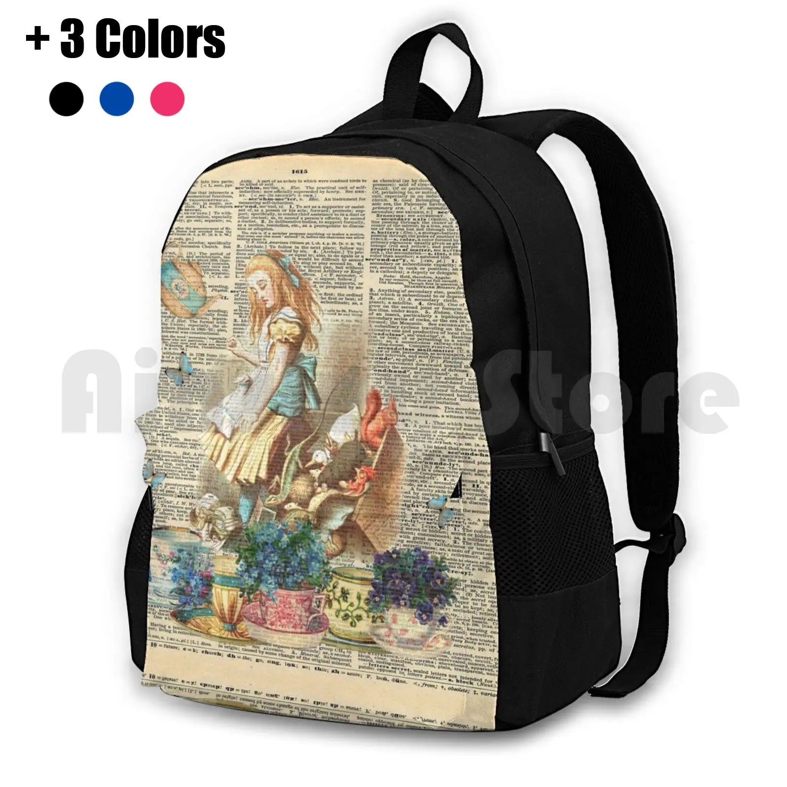 Vintage Alice Dictionary Page Outdoor Hiking Backpack