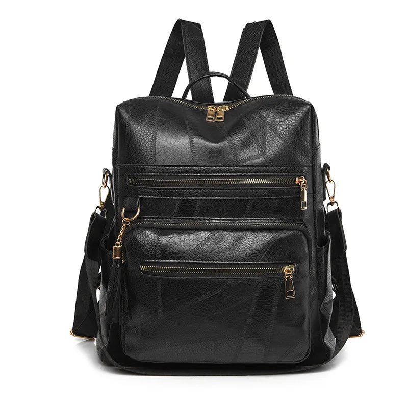 Vintage Leather Backpack Female Large Capacity Travel Bag