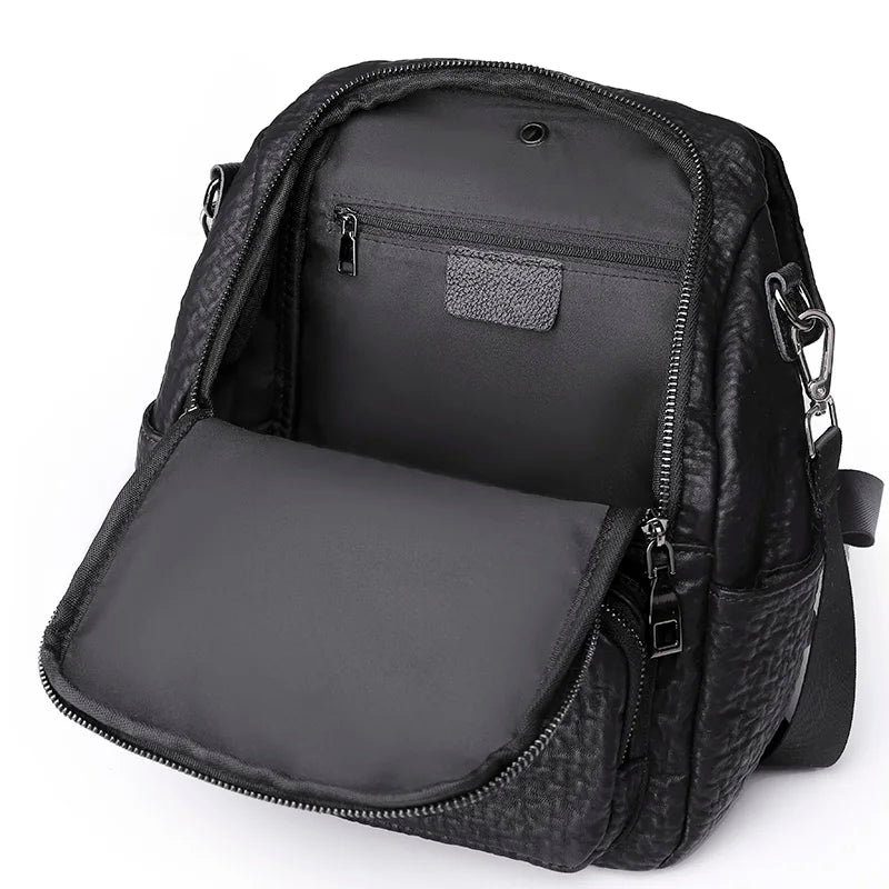 Vintage Leather Backpack for Women Girls School Bag