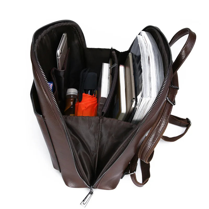 Vintage PU Leather Backpack Women Crossbody Bag