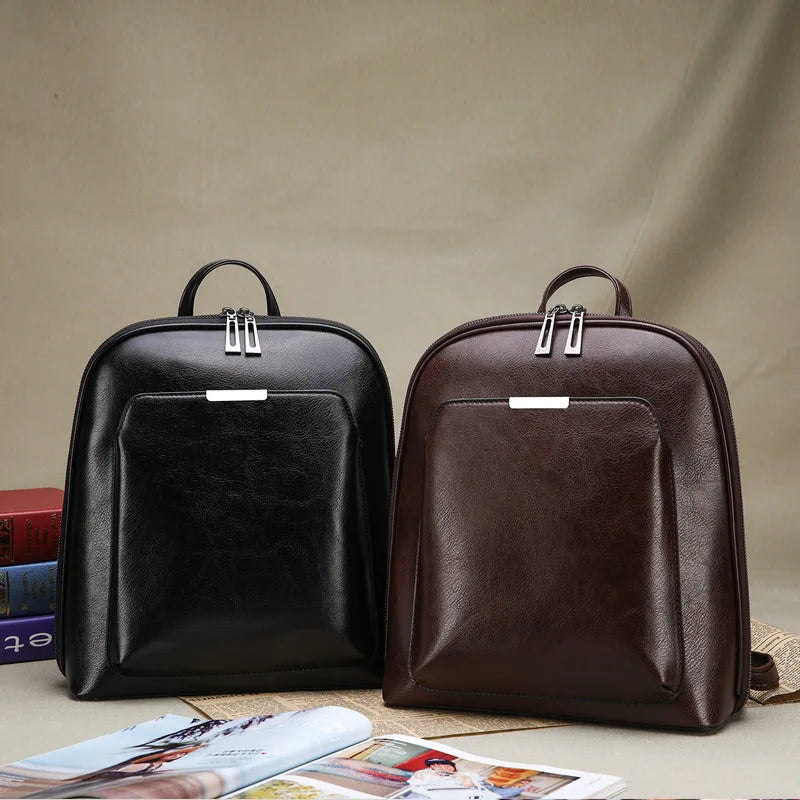 Vintage PU Leather Backpack Women Crossbody Bag
