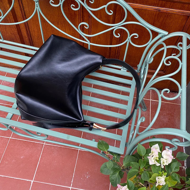 Vintage Soft Leather Crossbody Bag Big Capacity Shoulder Bag