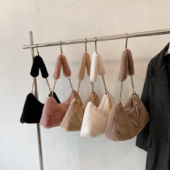 Vintage Hobos Faux Fur Shoulder Handbag Women Messenger Bags