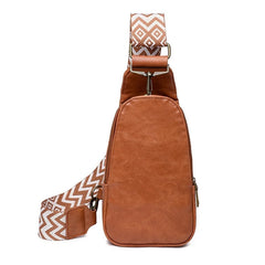 Vintage Brown Leather Sling Bag Women Casual Boho Crossbody Chest Bags