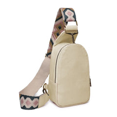 Vintage Brown Leather Sling Bag Women Casual Boho Crossbody Chest Bags