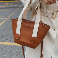 Vintage Brown Shoulder Bags Women's Lady Handbag Casual Pu Leather Tote Bag