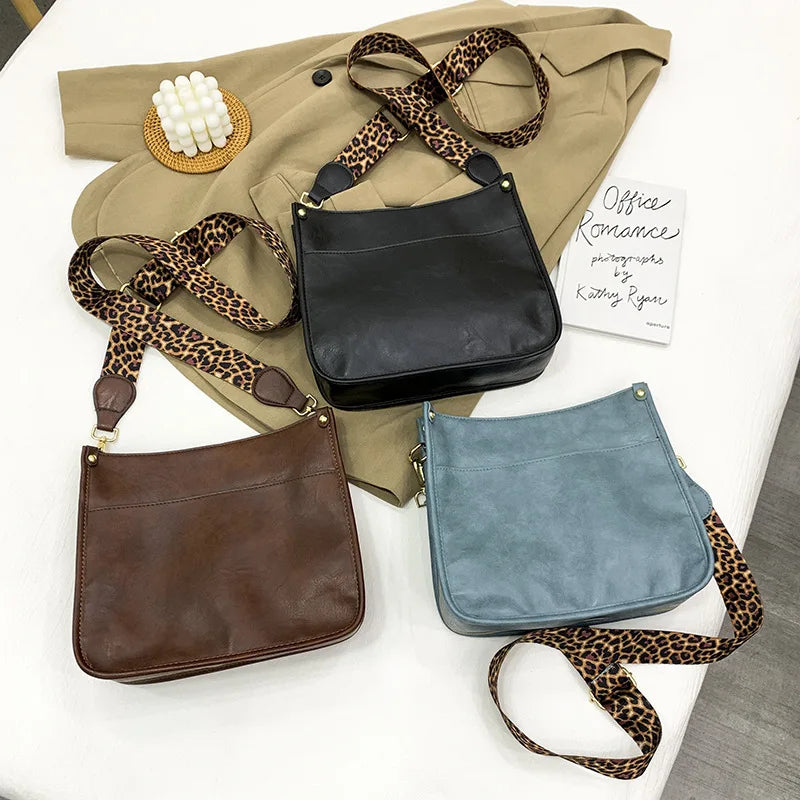 Vintage Bucket Shoulder Bag Female PU Leather Solid Crossbody Bag
