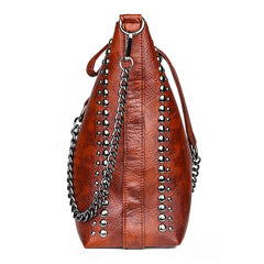 Vintage Bucket Shoulder Bags Chain Crossbody Bags for Women Rivet Handbags