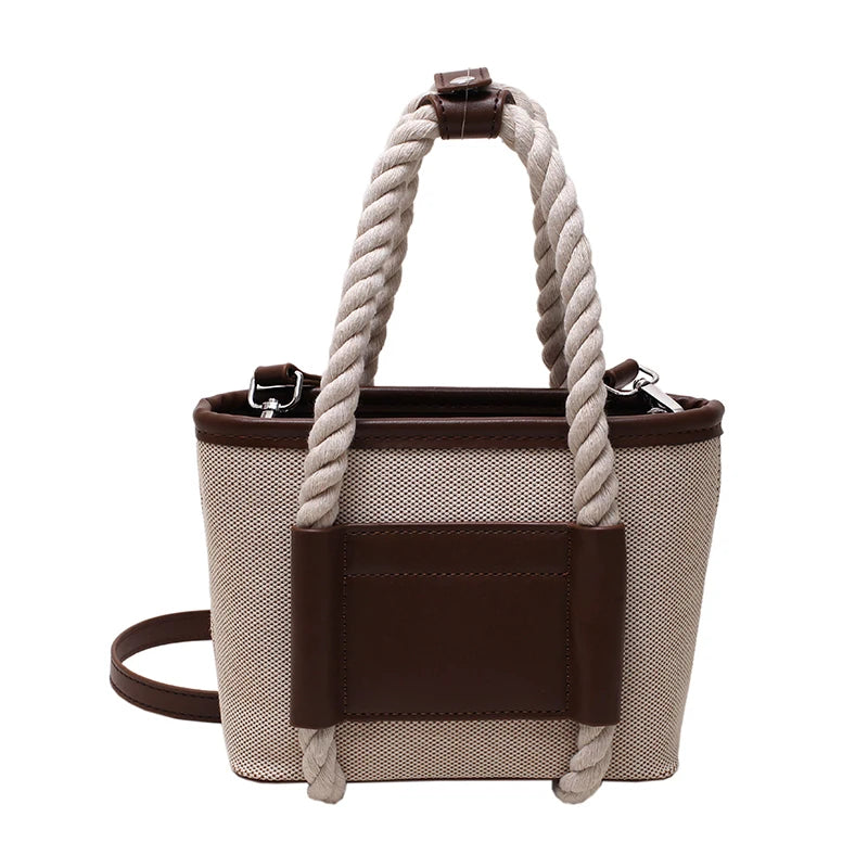 Vintage Canvas Pu Patchwork Small Bags Autumn Casual Women's Shoulder Bag