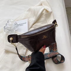 Vintage Chest Crossbody Shoulder Bags Women PU Leather Waist Bag