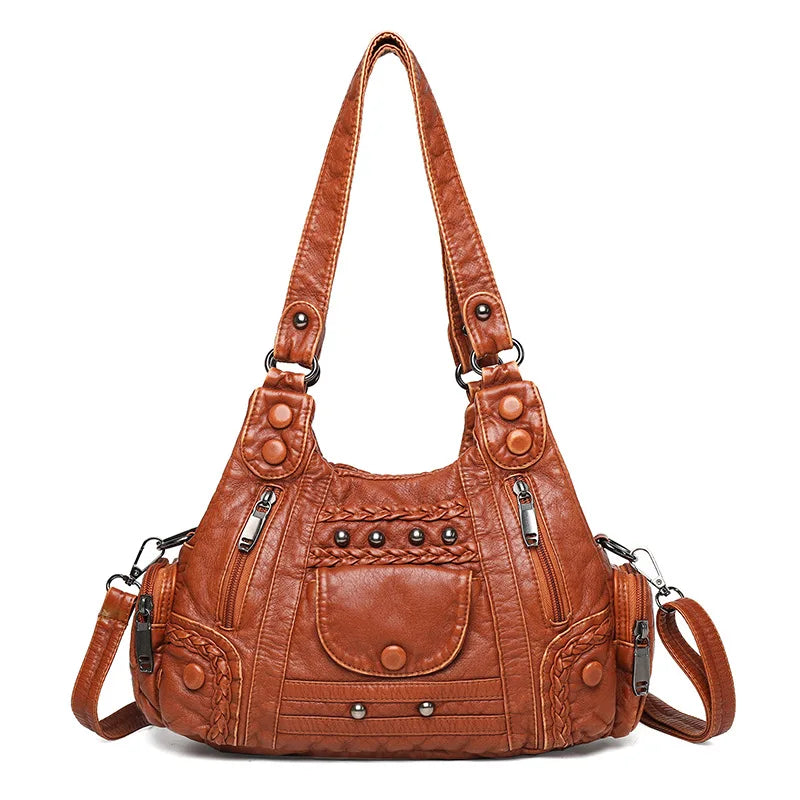 Vintage Leather Hobo Bag for Women Ladies Shoulder Bag