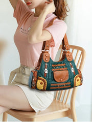 Vintage Leather Hobo Bag for Women Ladies Shoulder Bag