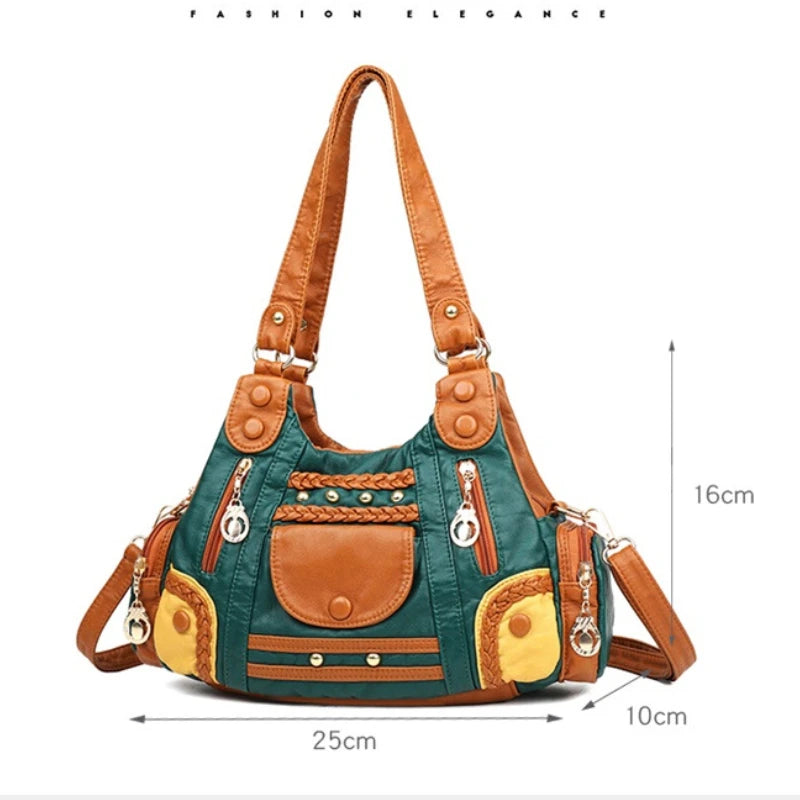 Vintage Leather Hobo Bag for Women Ladies Shoulder Bag