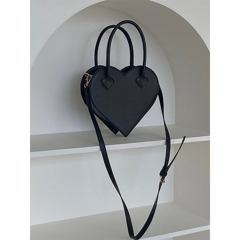 Vintage Girls Love Heart Shoulder Bags Small Crossbody Bag Retro Female Purse