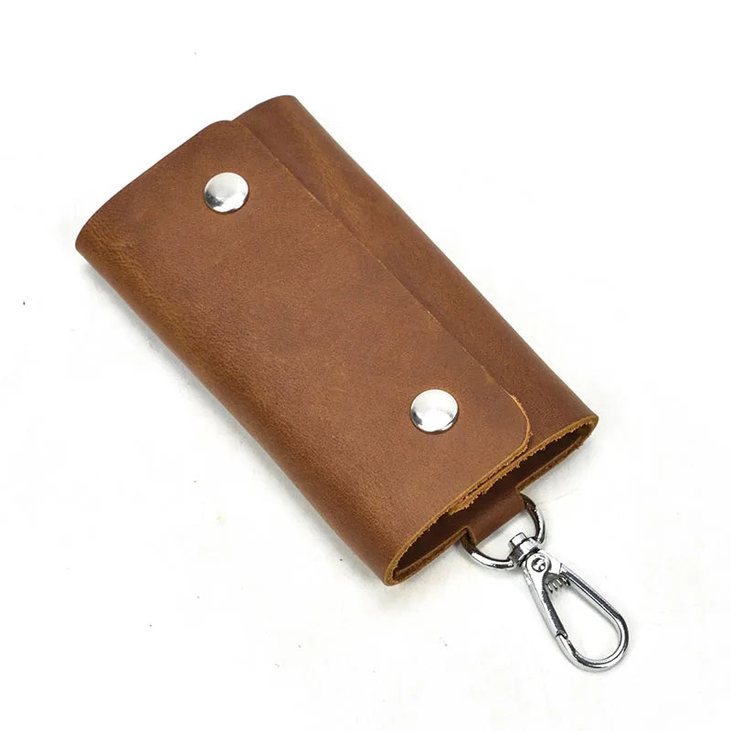 Vintage Leather Keychain Crazy Horse Key Holder