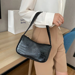 Vintage Crocodile Pattern Ladies Underarm Bag PU Leather Women Small