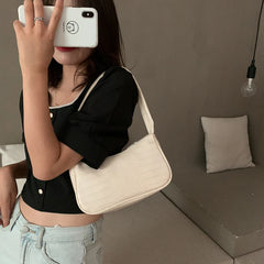 Vintage Crocodile Pattern Ladies Underarm Bag PU Leather Women Small