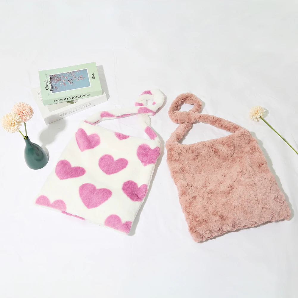 Vintage Crossbody Bags Large Capacity Plush Shoulder Handbags
