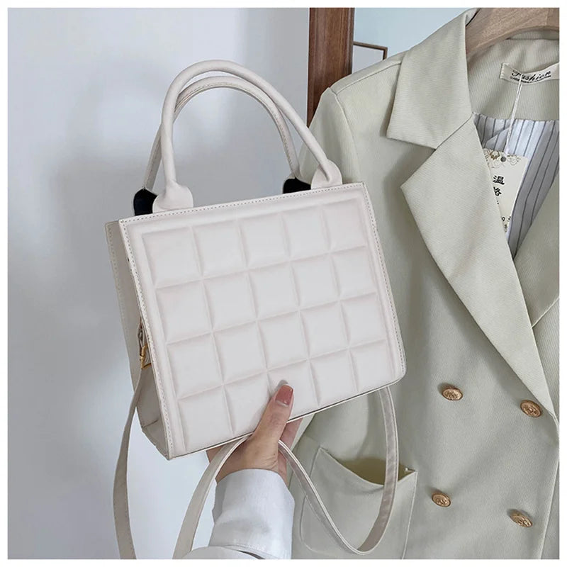 Vintage Crossbody Bag for Women PU Leather Plaid Purse Handbag Clutch