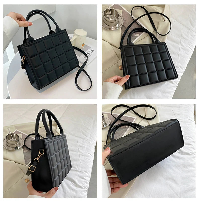 Vintage Crossbody Bag for Women PU Leather Plaid Purse Handbag Clutch