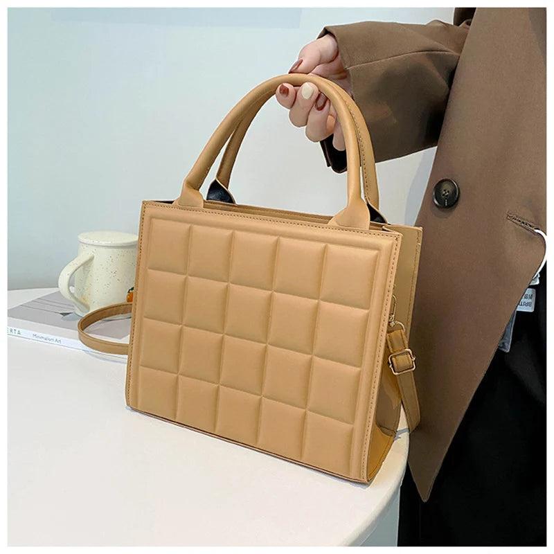 Vintage Crossbody Bag for Women PU Leather Plaid Purse Handbag Clutch