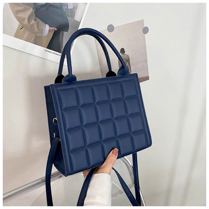 Vintage Crossbody Bag for Women PU Leather Plaid Purse Handbag Clutch