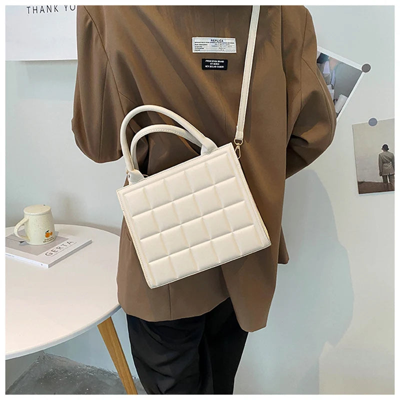 Vintage Crossbody Bag for Women PU Leather Plaid Purse Handbag Clutch