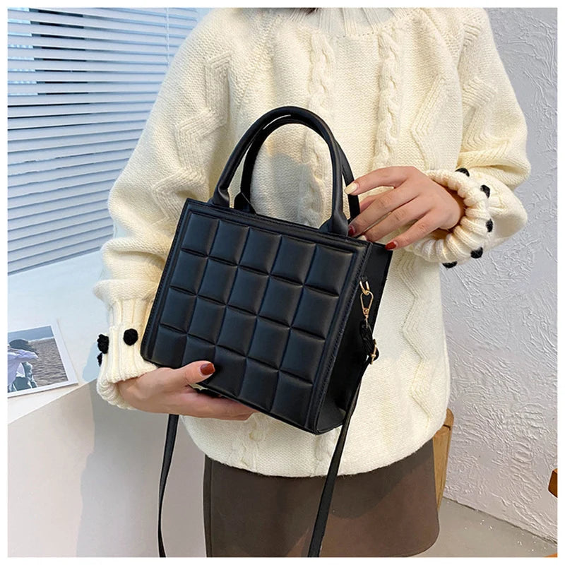 Vintage Crossbody Bag for Women PU Leather Plaid Purse Handbag Clutch