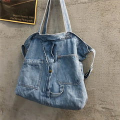Vintage Denim Fabric Handbag Women Retro Jean Canvas Messenger Bag