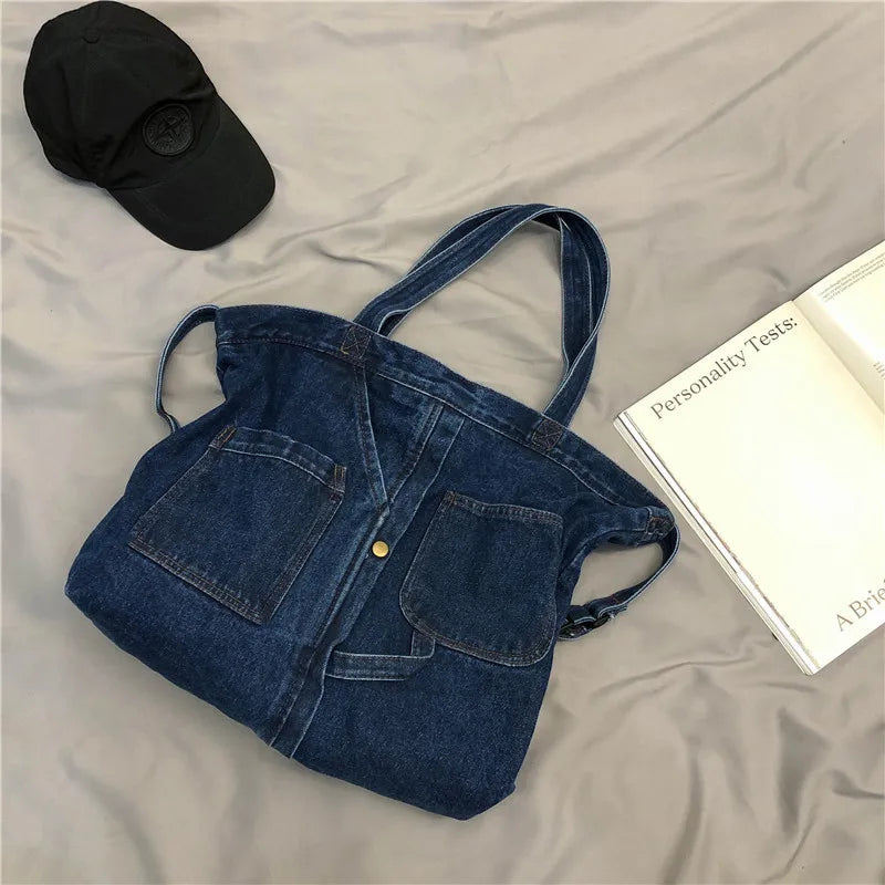 Vintage Denim Fabric Handbag Women Retro Jean Canvas Messenger Bag