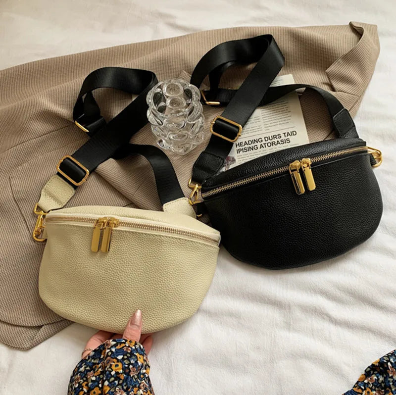 Vintage Fanny Pack Woman Banana Waist Bag Soft Leather