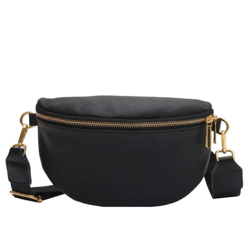Vintage Fanny Pack Woman Banana Waist Bag Wide Shoulder Strap Crossbody Chest Ba