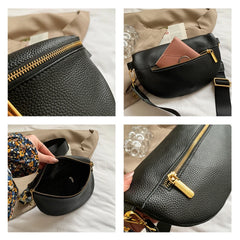 Vintage Fanny Pack Woman Banana Waist Bag Wide Shoulder Strap Crossbody Chest Ba