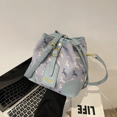 Vintage Women's Handbag PU Leather Bucket Shoulder Messenger Bag