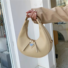 Vintage Litchi Pattern Crescent Bag Armpit Shoulder Bag