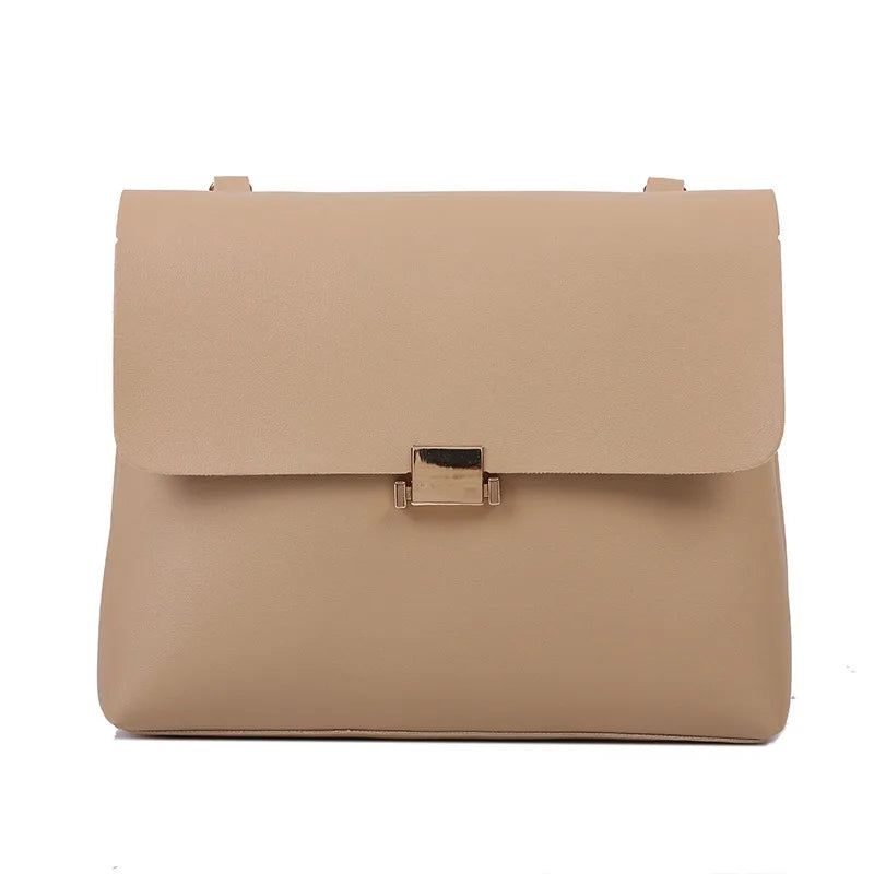 Vintage PU Leather Shoulder Bag Women's High Capacity Handbag