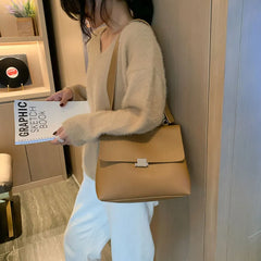 Vintage PU Leather Shoulder Bag Women's High Capacity Handbag