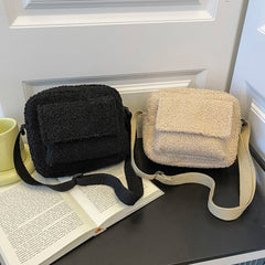 Vintage Lamb Wool Shoulder Bag Business Leisure Women Chain Purse