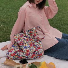 Vintage Floral Shoulder Crossbody Bag for Women Retro Female Thin Cotton Cloth