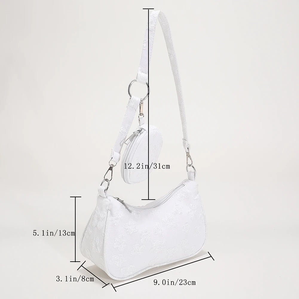 Vintage Flower Printing Shoulder Underarm Bag for Women