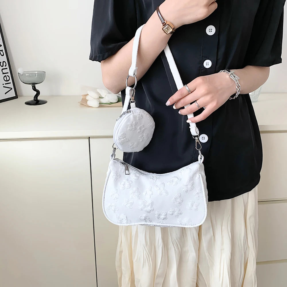 Vintage Flower Printing Shoulder Underarm Bag for Women