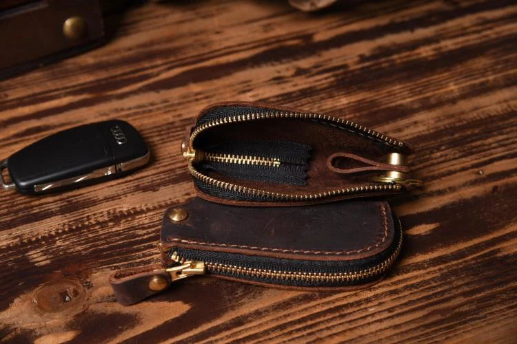 Vintage Leather Car Key Holder Keychain Men Key Wallet