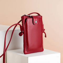Vintage Leather Cell Phone Bag Soft Real Cowhide Crossbody Shoulder Bag