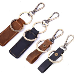 Vintage Leather + Copper Car Key Case Holder Ring Men Women's Key Chain Wallet