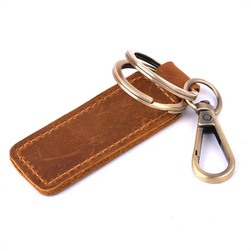 Vintage Leather + Copper Car Key Case Holder Ring Men Women's Key Chain Wallet