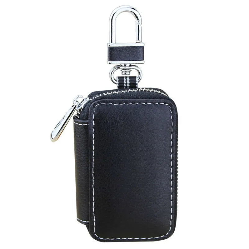 Vintage Leather Key Organizer Wallet Women Keychain Covers Zipper Key Case Bag M