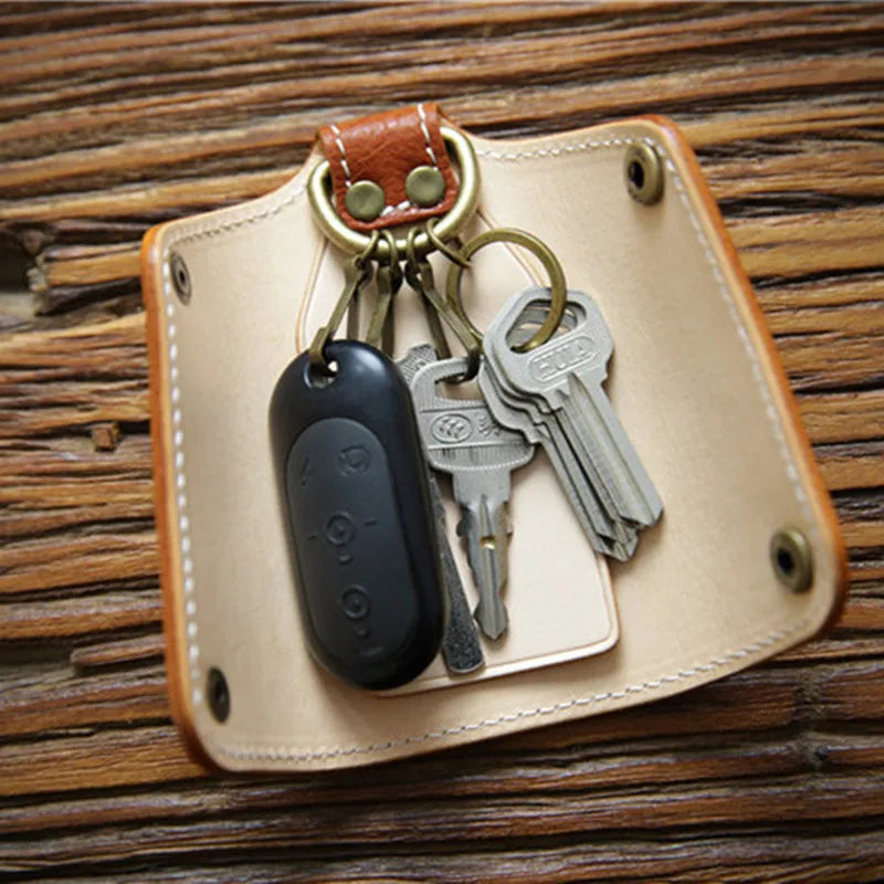 Vintage Leather Key Wallet Men Women Car Key Bag Function Key Case