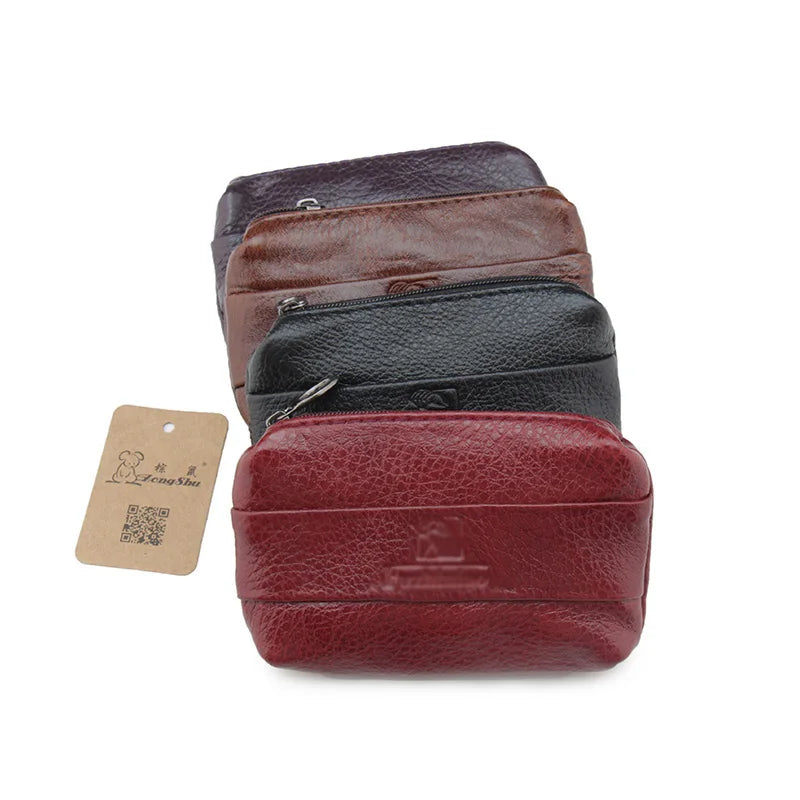 Vintage Leather Key Wallet Zipper Key Case Bag Men Women Key Organizer