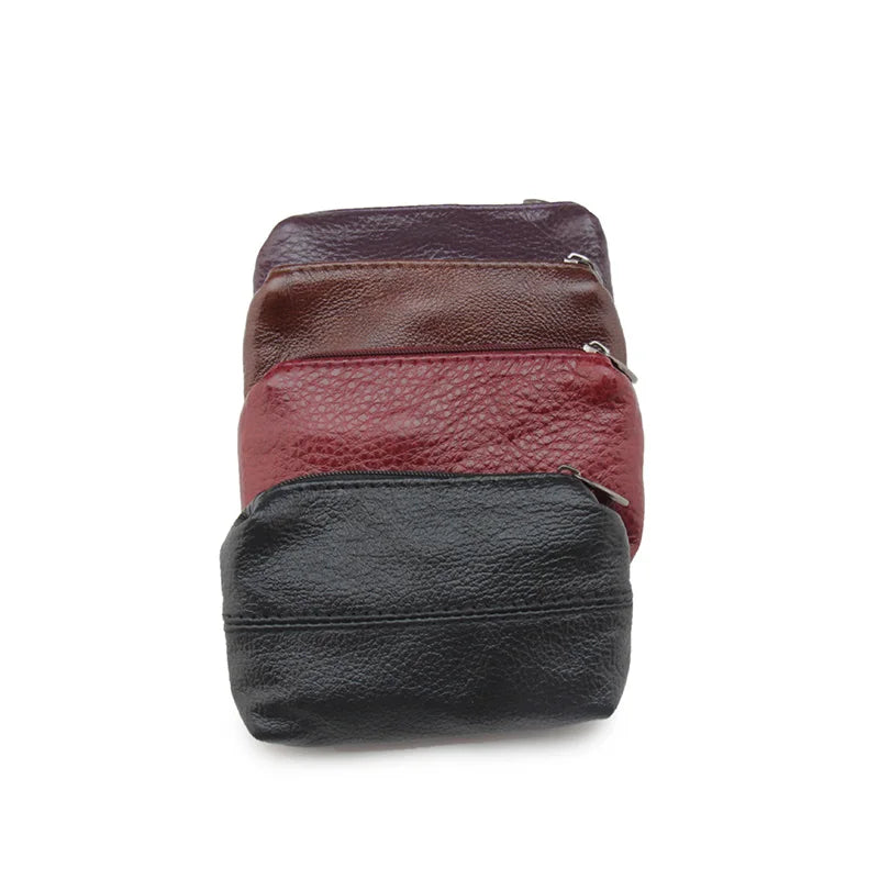 Vintage Leather Key Wallet Zipper Key Case Bag Men Women Key Organizer