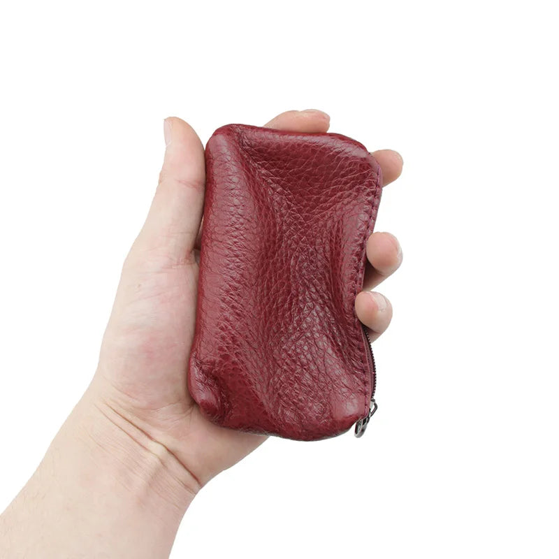Vintage Leather Key Wallet Zipper Key Case Bag Men Women Key Organizer
